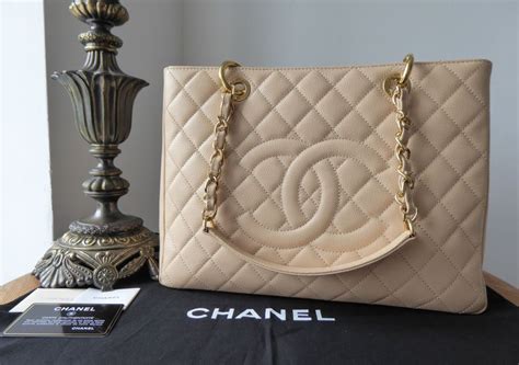 chanel gst beige gold hardware